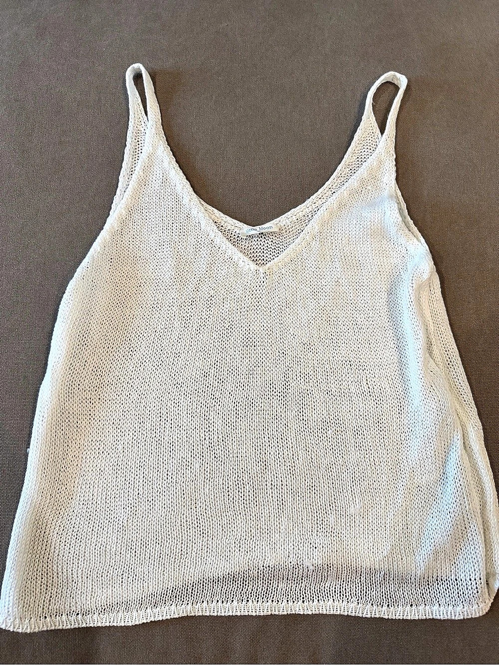 Little Moon Iberia Top Knit V-Neck Tank White XS
